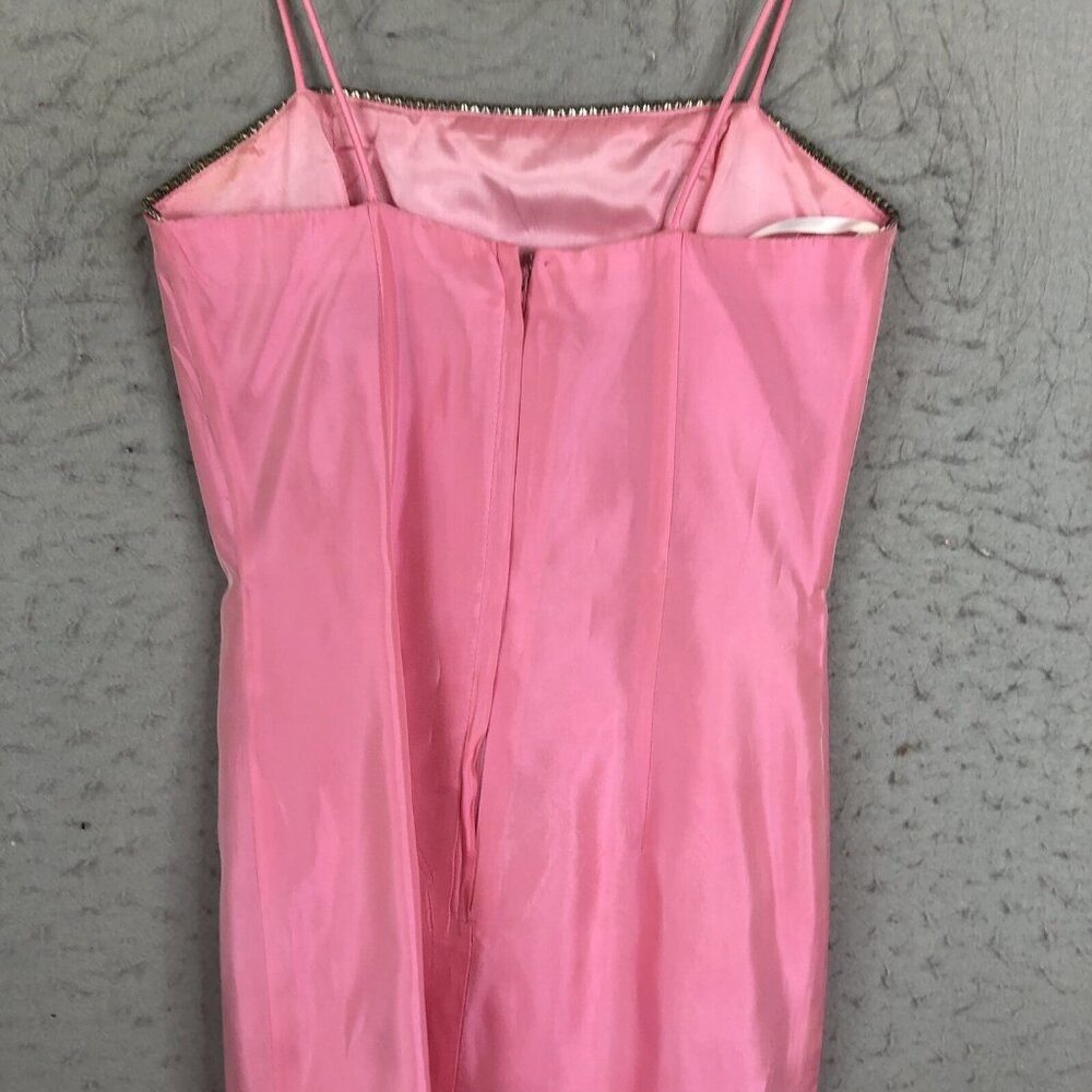 Vintage  Formal Dress Jr 3 Pink Rhinestone Prom Y2K Retro Feminine Neon Statemen - Picture 13 of 16